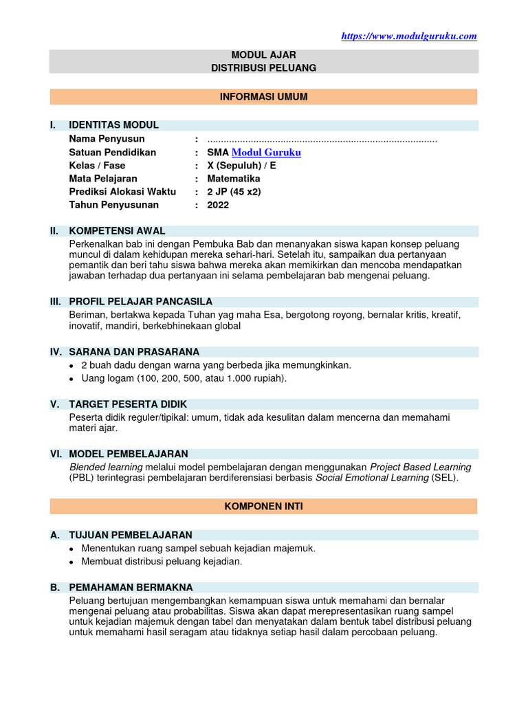 Modul Ajar Kelas 10 Matematika Fase E Pdf