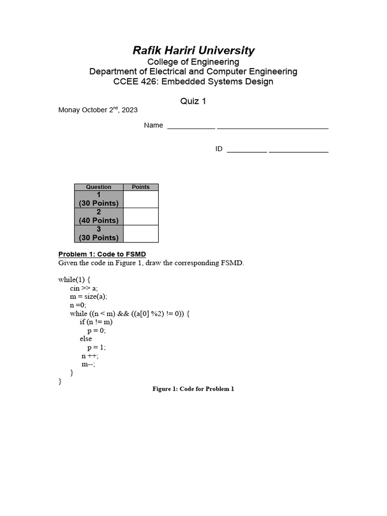 CCEE 426 2023 2024 Quiz 1 PDF