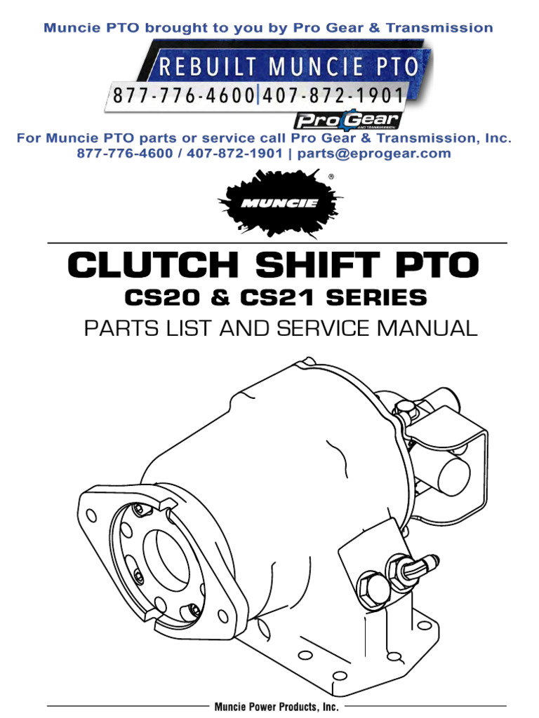 Muncie cs20 cs21 Pto Parts Breakdown Service Manual | PDF | Clutch