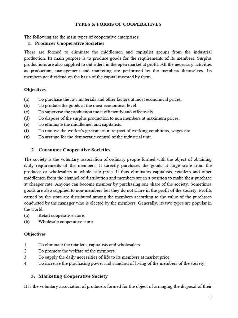 Types Of Cooperatives Pdf Insurance Cooperative