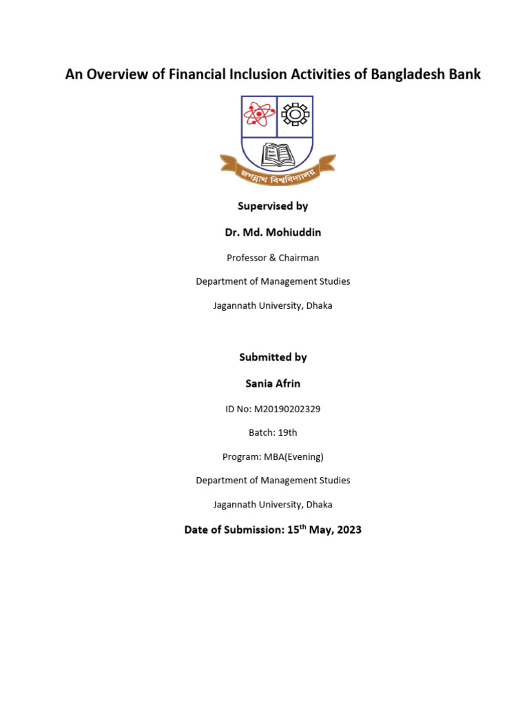 An Overview of Financial Inclusion Activities of Bangladesh Bank 1 ...