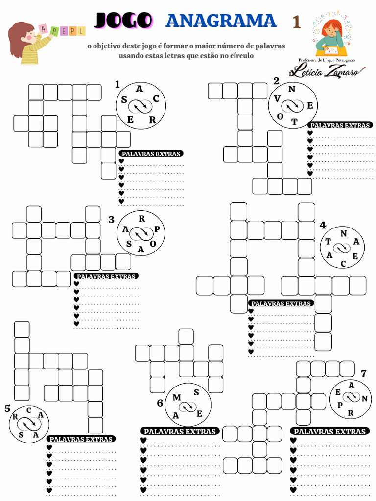Jogo de Anagramas: Atividade Interativa | PDF