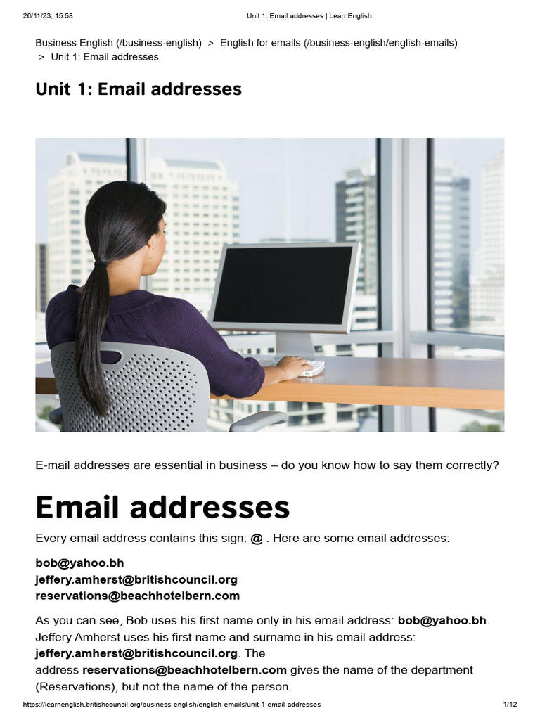 Understanding Email Addresses in English | PDF | Educational Technology ...