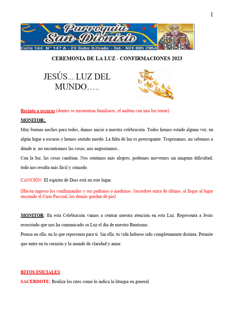 Ceremonia de La Luz | PDF | Confirmación | Oración