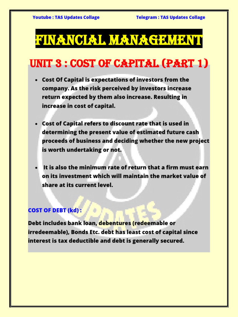 Understanding Cost of Capital Basics | PDF | Finance & Money Management ...