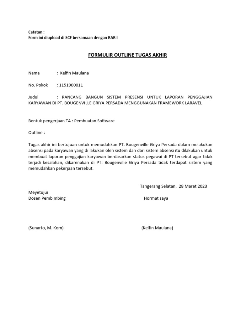 Form Outline Ta-1 | PDF