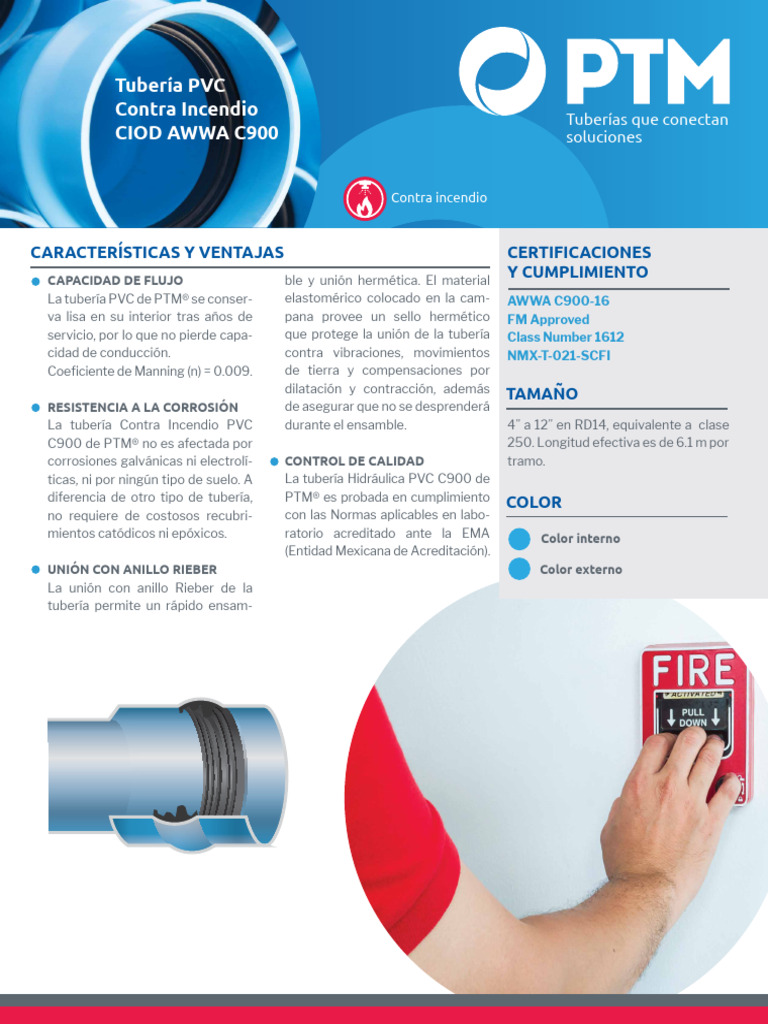 Ficha Tuberia PVC Contra Incendio COID AWWA C900 1 | PDF | Tecnología