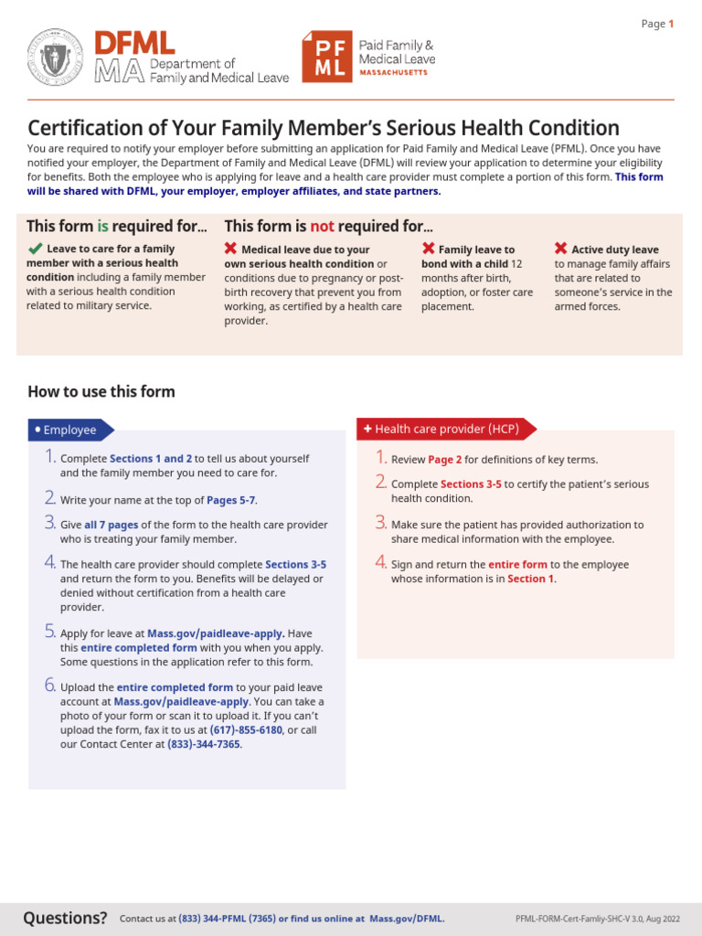 Certification of Your Family Member's Serious Health Condition Form ...