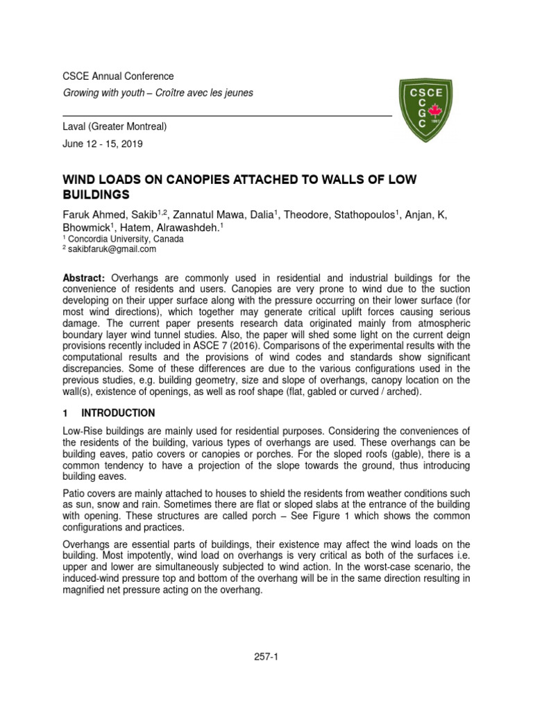 Wind Loads on Low Building Canopies | PDF | Roof | Wound