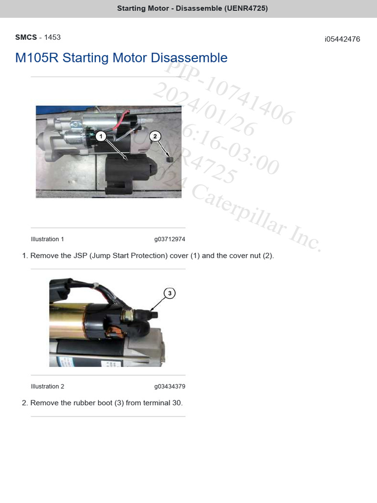 Disassembling M105R Starting Motor Guide | PDF | Gear | Tools