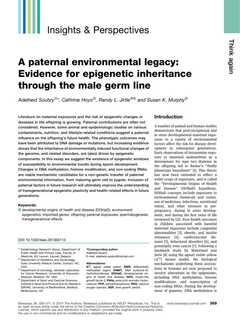 Bies.201300113 Epigentc 2 | PDF | Epigenetics | Dna Methylation