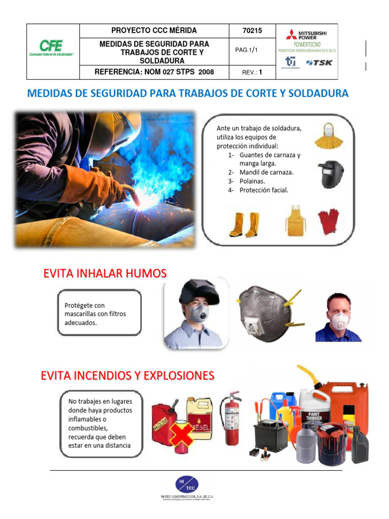 1 - Cartel de Seguridad - Trabajos de Corte y Soldadura | PDF