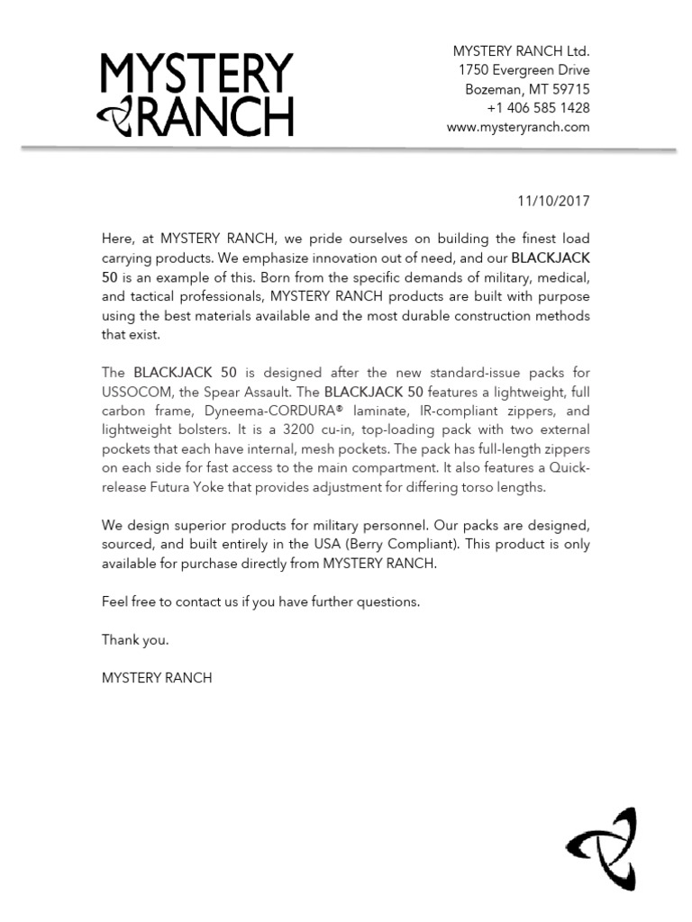 BLACKJACK 50 Sole Source Letter PDF