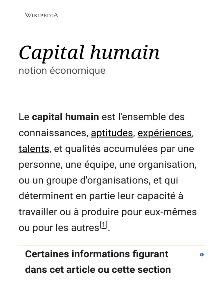 Comprendre le capital humain | PDF | Capital humain | Business
