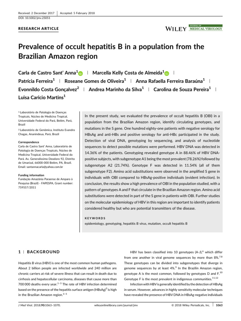 2018 JoMV Volume 90 Issue 6 June | PDF | Hepatitis B | Polymerase Chain ...