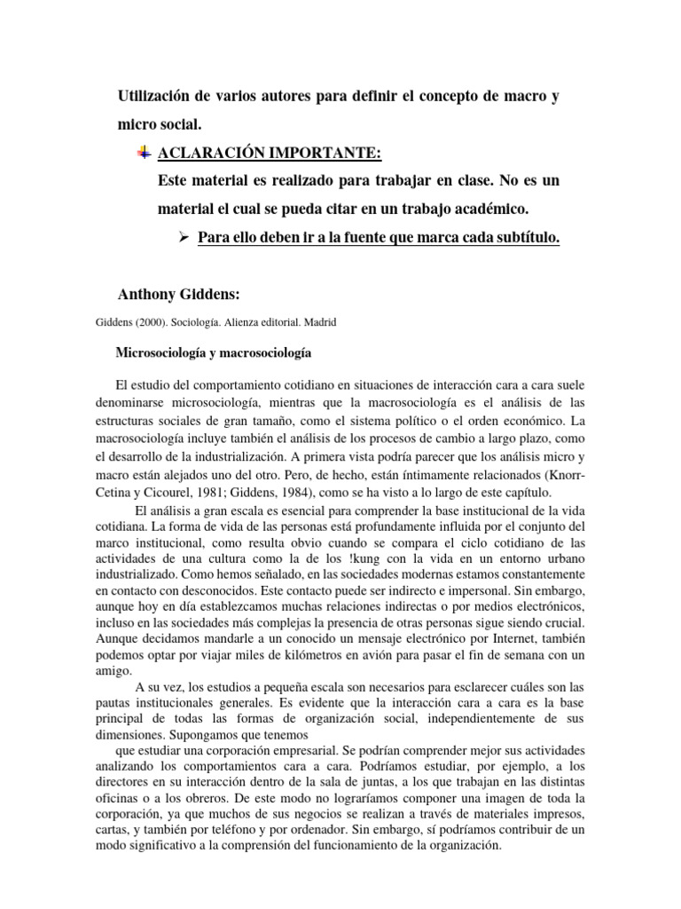MACRO Y MICRO SOCIAL Resumen para Estudiantes. | PDF | Ontología ...