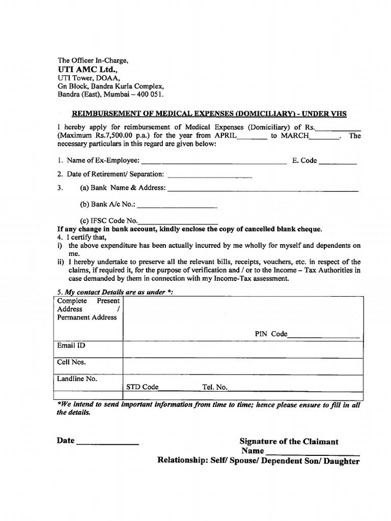 Vhs Claim Form New 3 PDF
