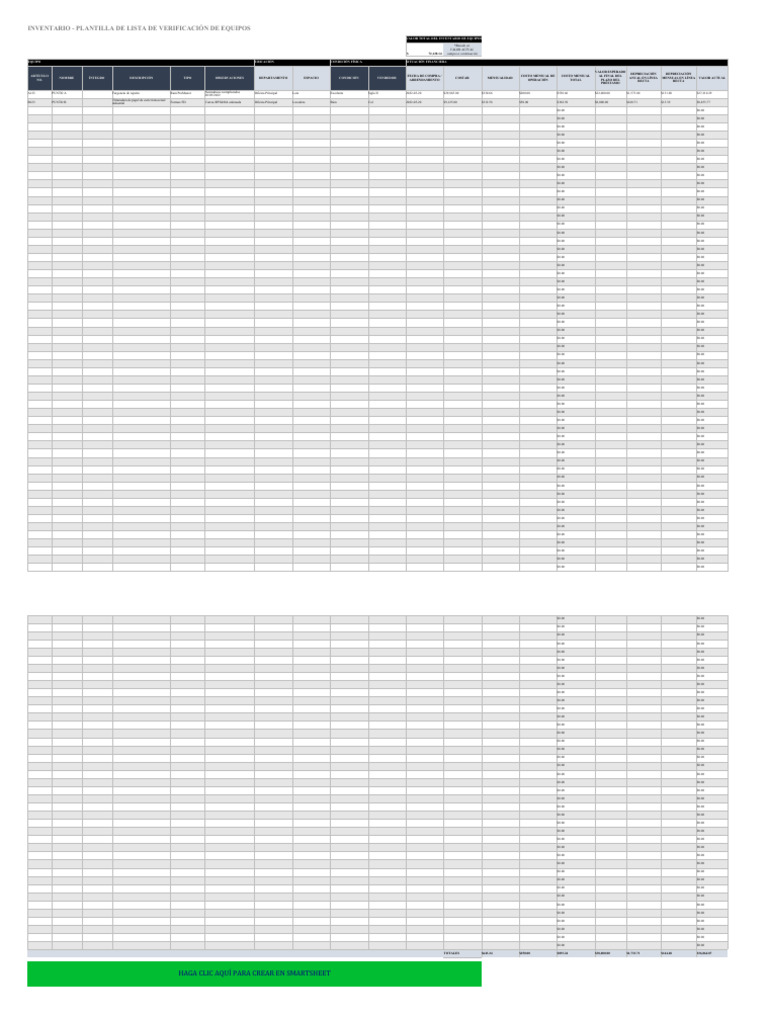 IC Inventory Equipment Template Checklist 27395 ES | PDF