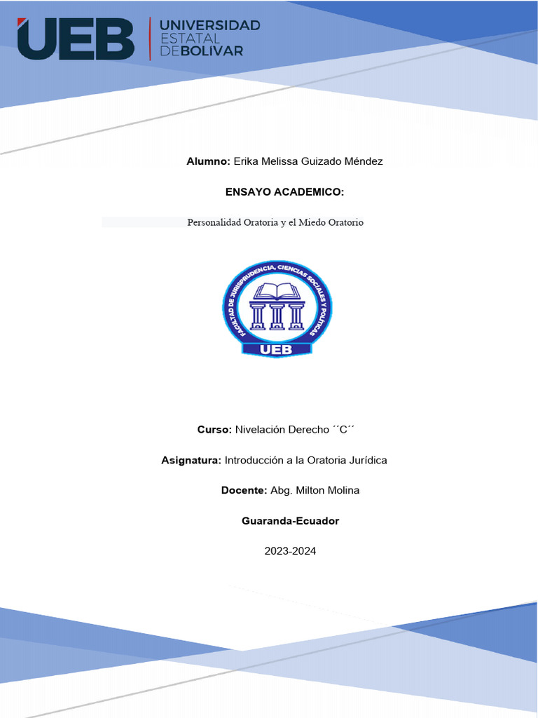 Personalidad y Miedo Oratorio PDF Temor Hablar en público