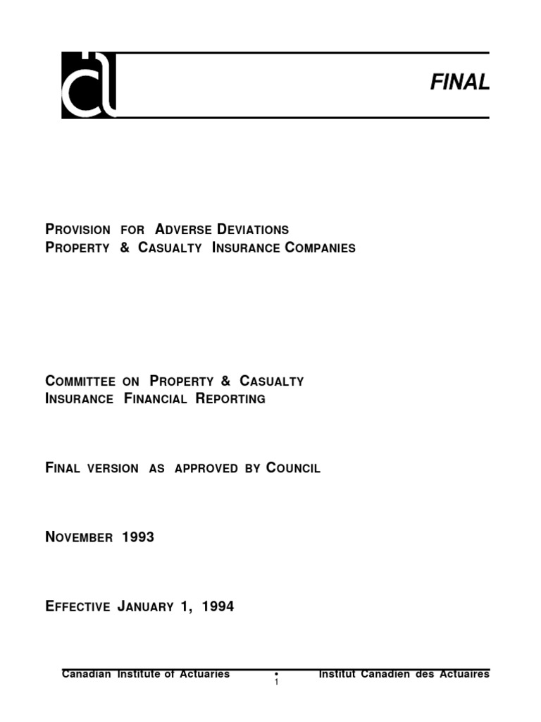 Provision for Adverse Deviations in P&C | PDF | Valuation (Finance ...