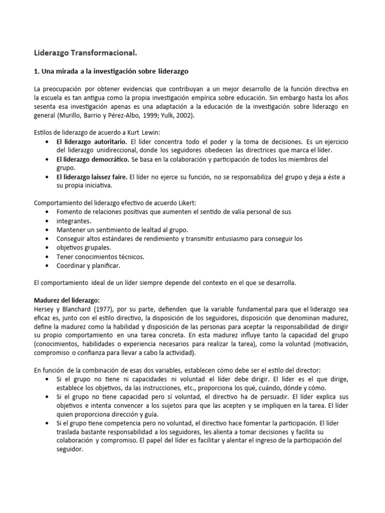 Liderazgo Transformacional | PDF | Crecimiento personal y profesional