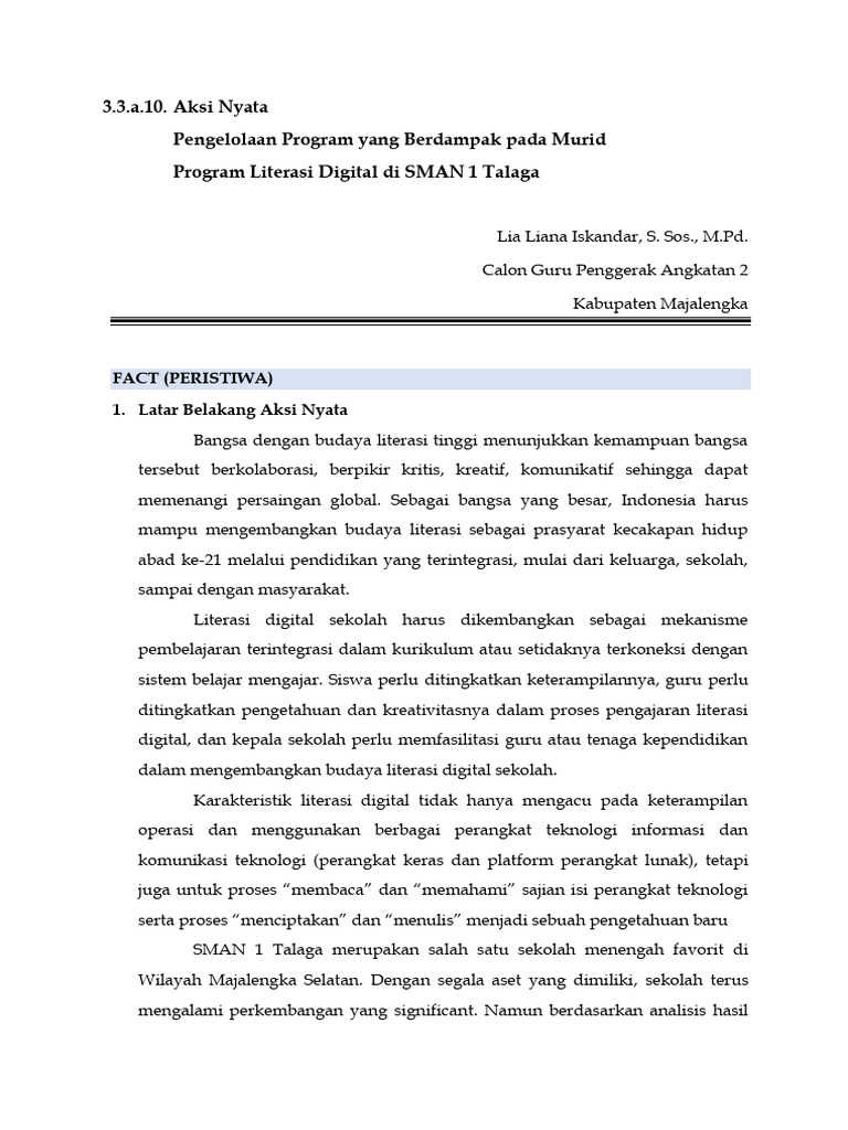Program Literasi Digital SMAN 1 Talaga | PDF | Ilmu Sosial