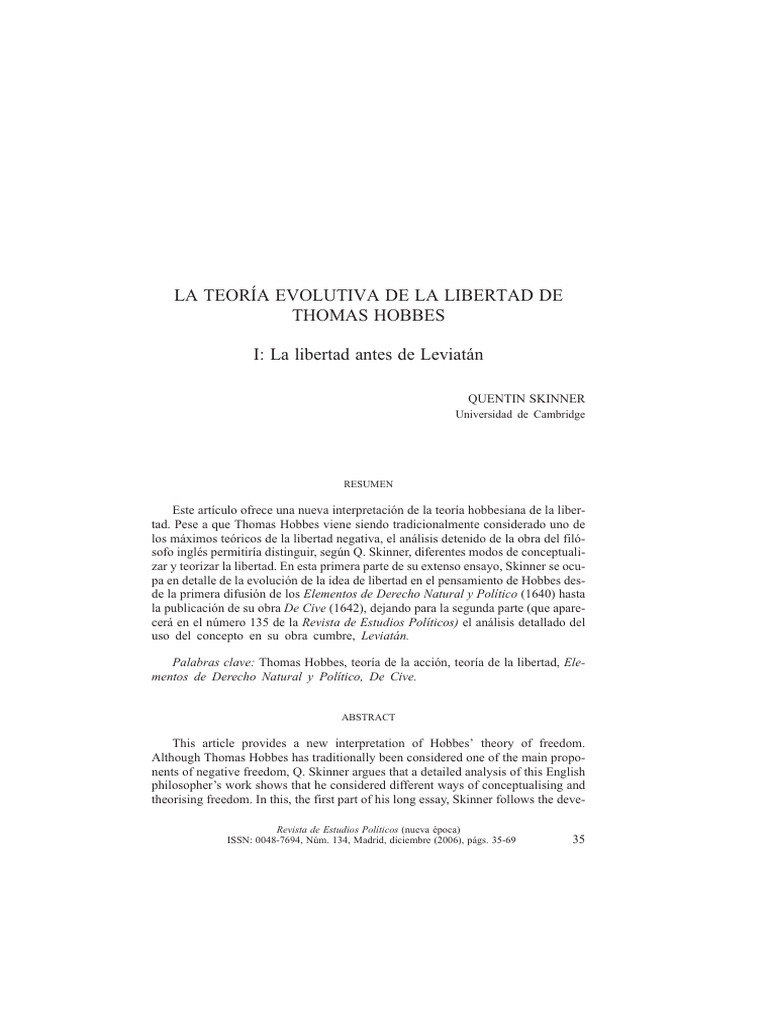 Evolución de la Libertad en Hobbes | PDF | Libertad | Thomas Hobbes