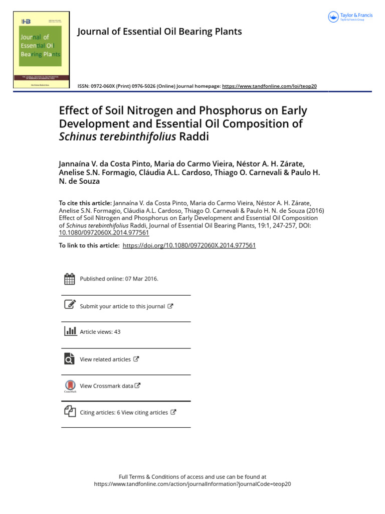 Effect of Soil Nitrogen and Phosphorus On Early Development and ...