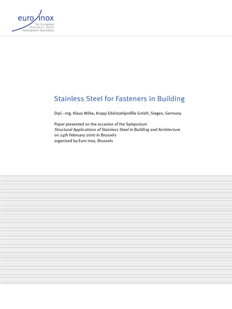 Stainless Steel Fasteners in Construction | PDF | Stainless Steel | Steel