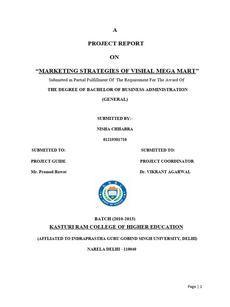 Final Project of Vishal Mega Mart | PDF | Retail | Enterprise Resource ...