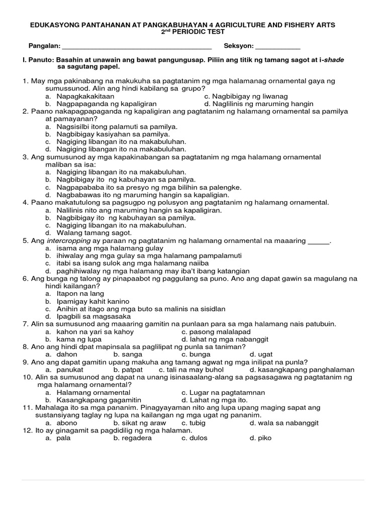 Epp 4 2ND Periodical Test | PDF