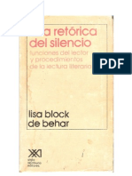 Una Retorica Del Silencio Block de Behar