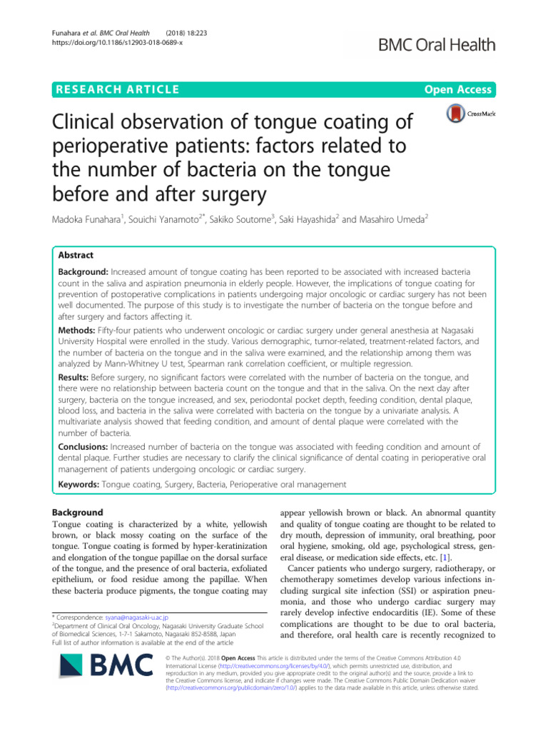 Clinical Observation of Tongue Coating of Perioperative Patients