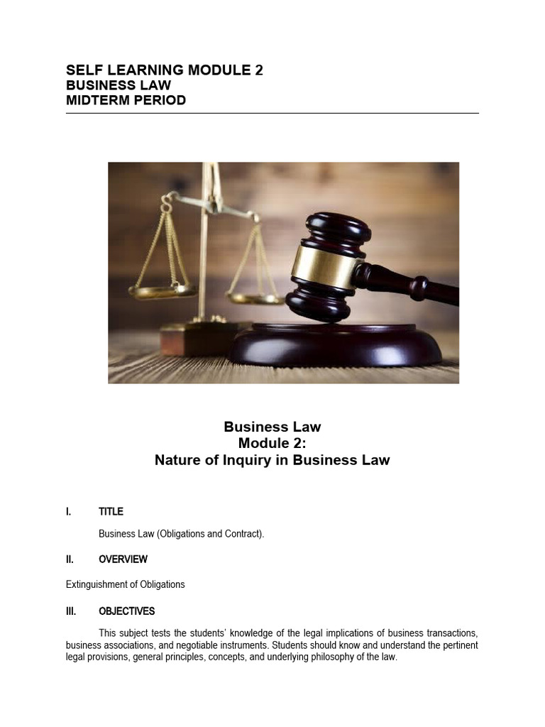 Business Law Module Midterm | PDF | Guarantee | Payments