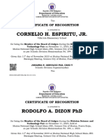 Certificate of Recognition Dfot 2023