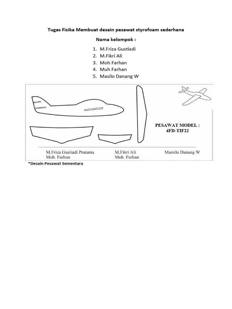 Desain Pesawat Styrofoam Sederhana | PDF