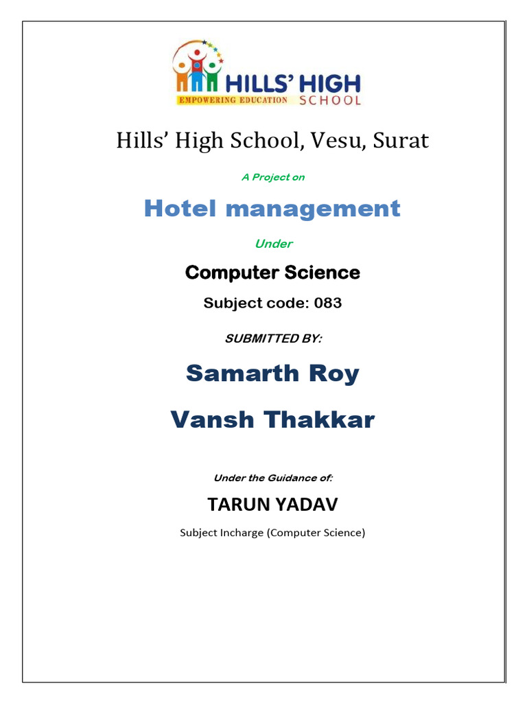 ProjectReport - Hotel Management System | PDF | Computer Program ...