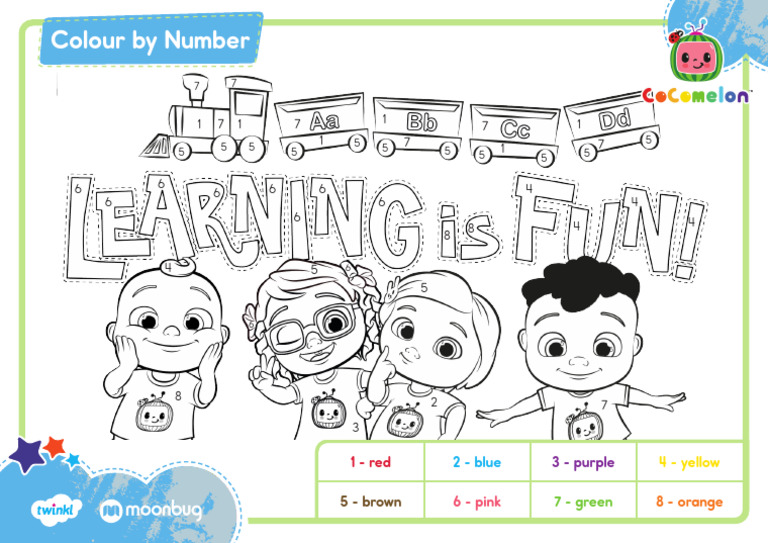 Za HL 1680171473 Cocomelon Colour by Number Activity Ver 2 | PDF