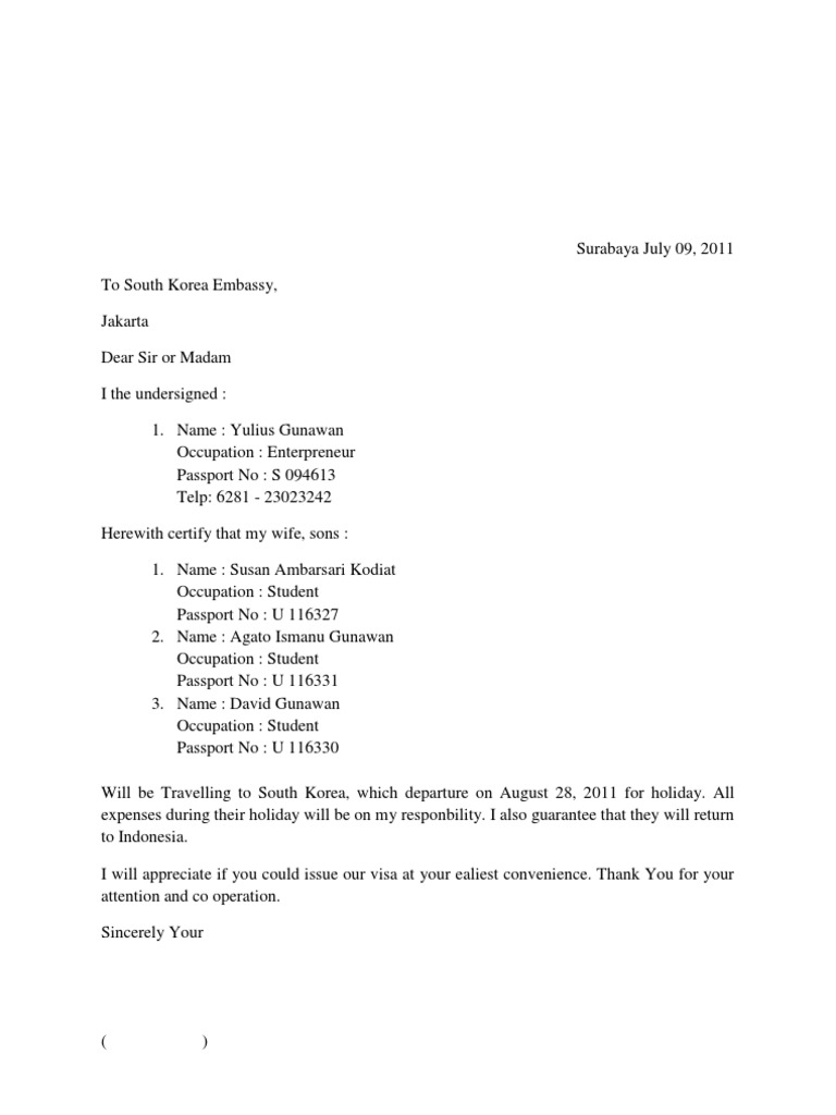 Surat Sponsor Visa