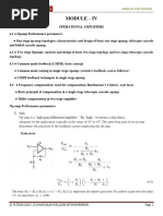 Unit 4.1 Opamp Performance Parameters, Single Stage Opamp