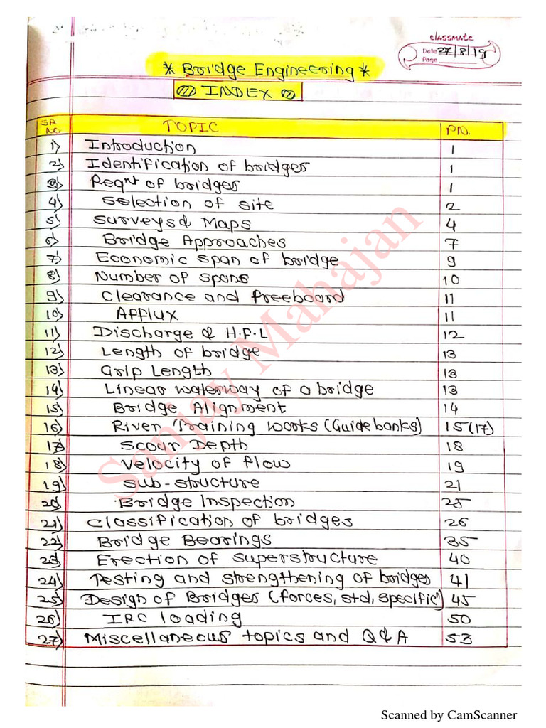 Bridge Engineering Handwritten Notes | PDF