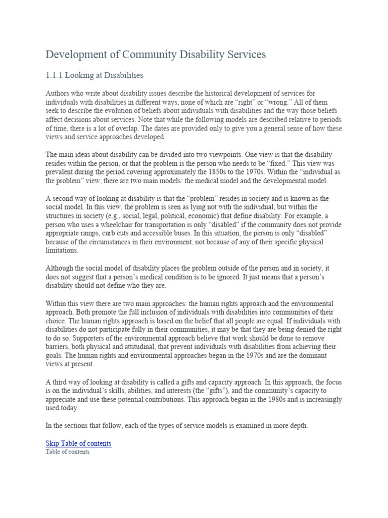Evolution of Disability Service Models | PDF | Disability | Community