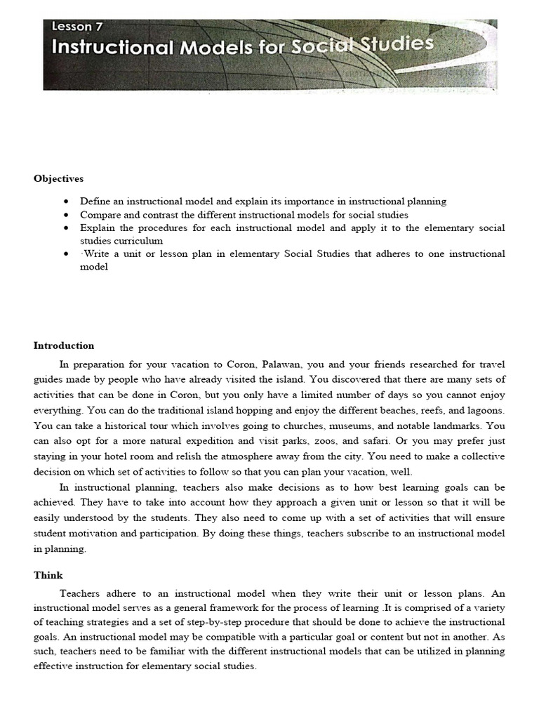 Instructional Models for Social Studies | PDF | Teachers | Inquiry