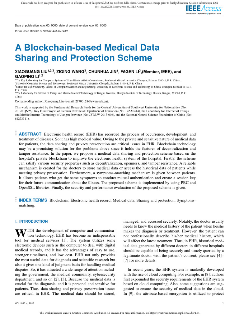 Blockchain for Secure Medical Data Sharing | PDF | Technology & Engineering