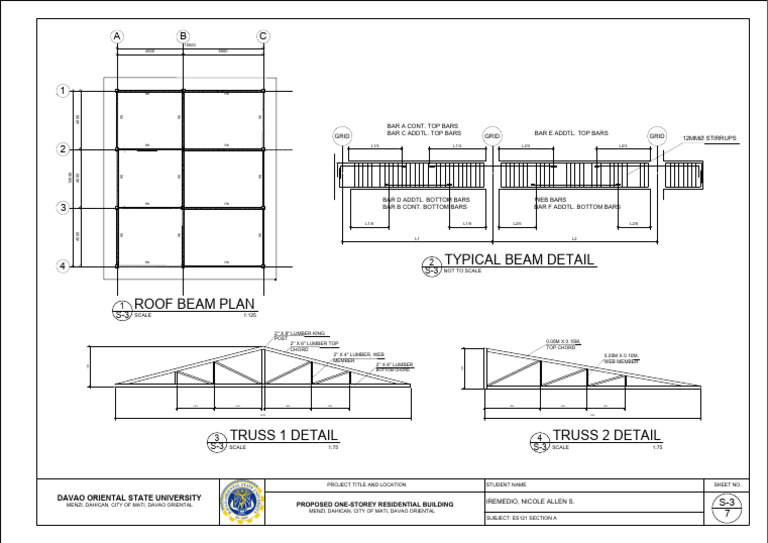 Typical Beam Detail: Grid Grid Grid Bar A Cont. Top Bars Bar C Addtl ...