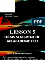 Thesis Statement LESSON 5 L1