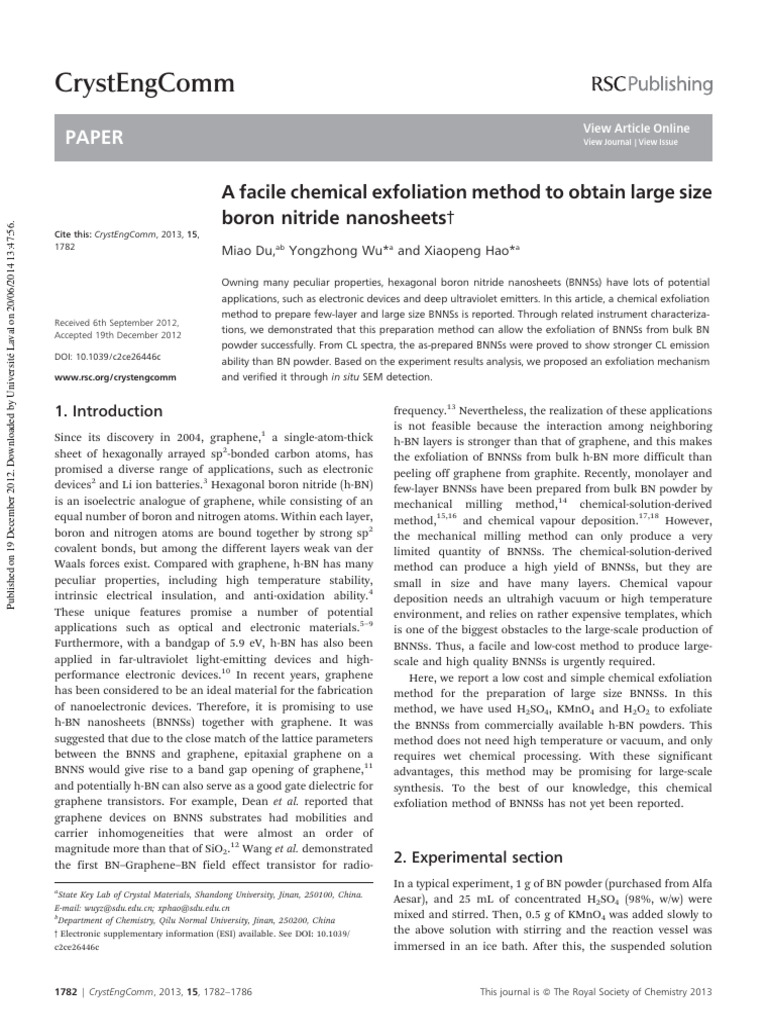 A Facile Chemical Exfoliation Method To Obtain Large Size BNNS PDF