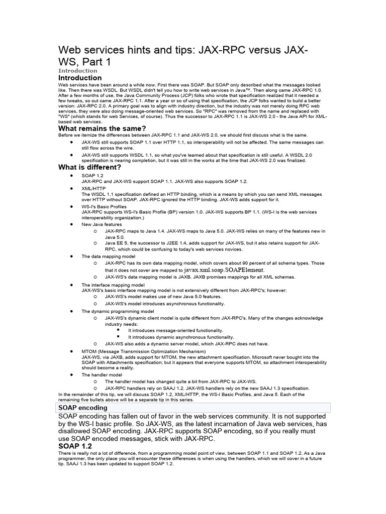  Services Hints and Tips PDF Soap Xml Schema