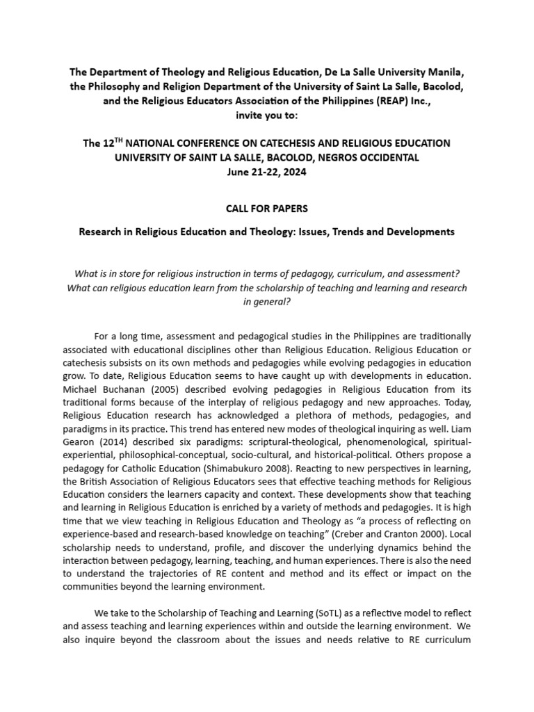 NCCRE 2024 Call For Paper PDF Pedagogy Learning