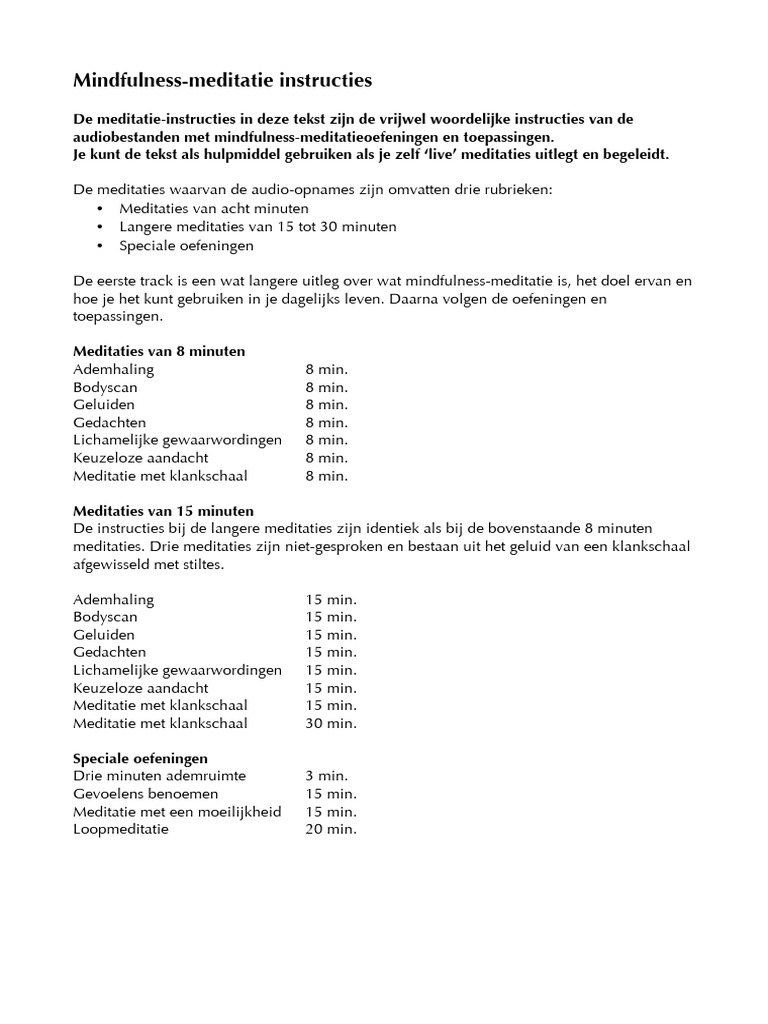 Meditatie Instructies Voor Trainingen | PDF